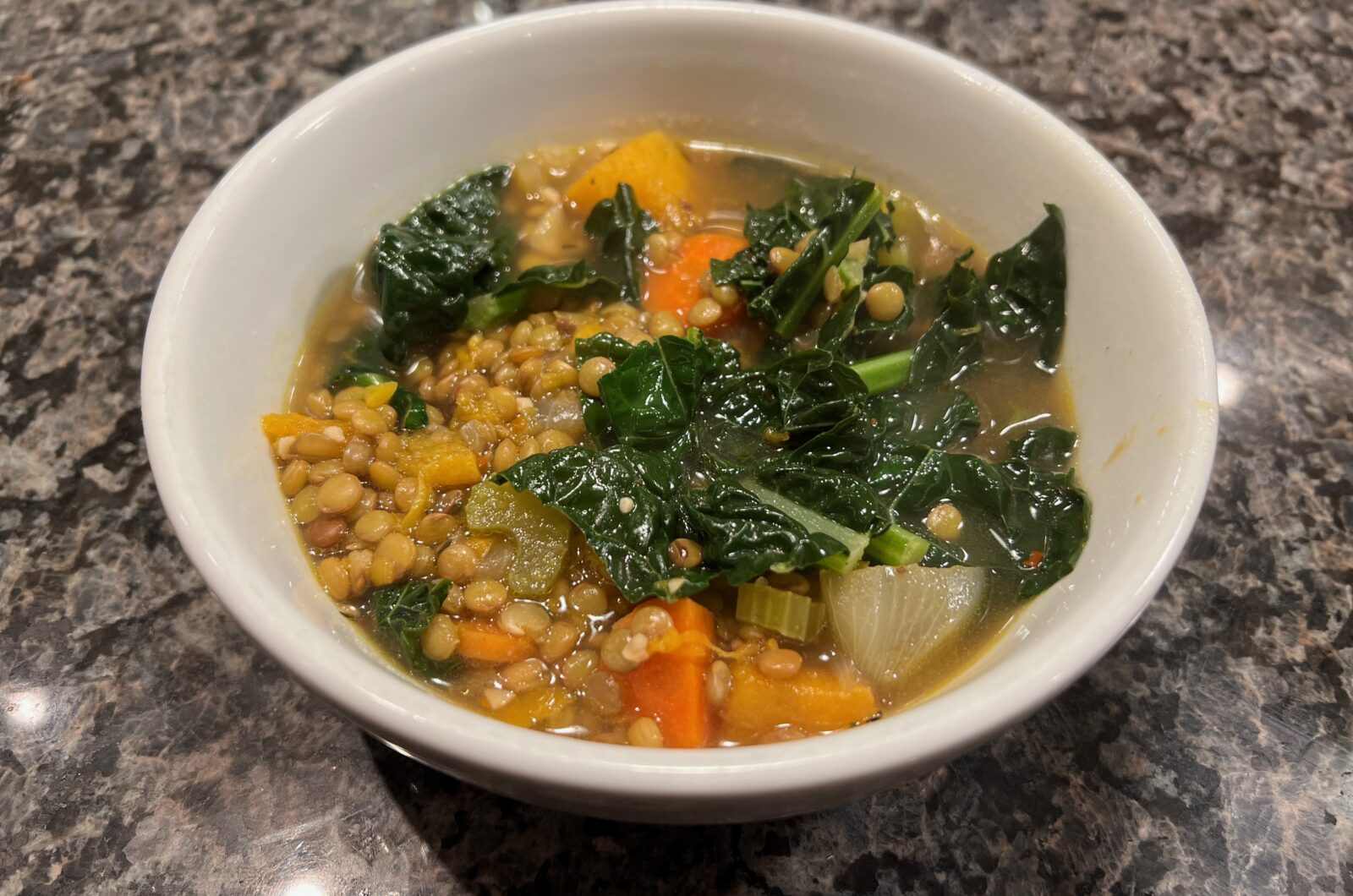 Hearty Lentil Butternut Squash Kale Soup